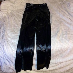 PrettyLittleThing Straight / wide leg faux leather pant, split hem, never worn
